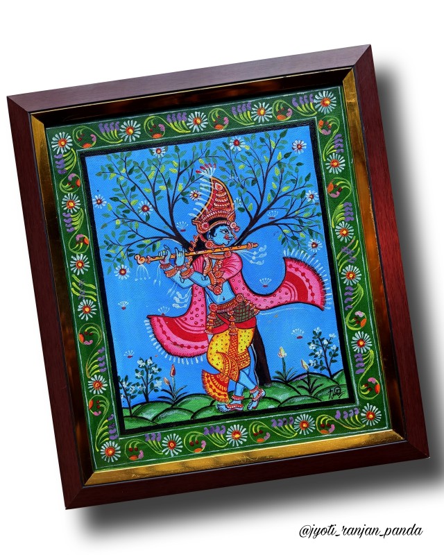 Pattachitra Painting Wall Frame - Lord Krishna