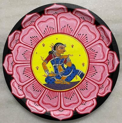 Pattachitra Painting Hand painted Wooden Wall Frame A Lady Devotee